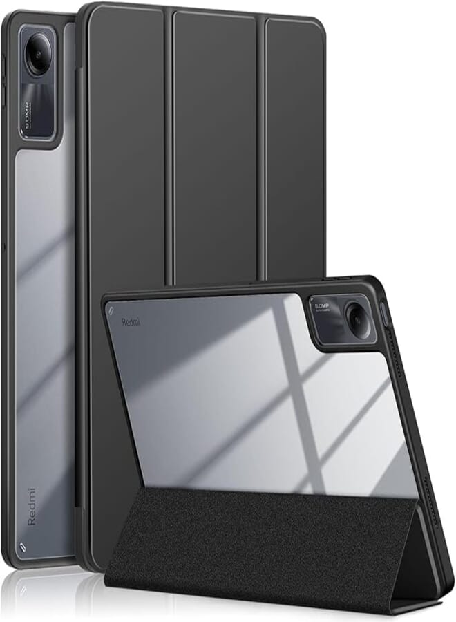 Case for Xiaomi Redmi Pad SE, [Stand Function] Ultra Thin Soft TPU Smart Cover with Auto Sleep Wake, Clear Acrylic Anti-Scratch Case for Xiaomi Redmi Pad SE-Black